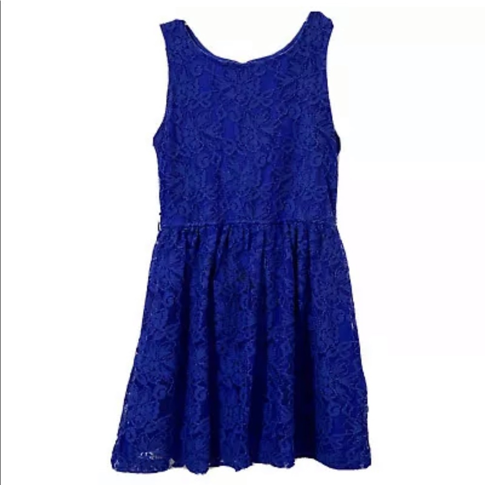 Girls Royal Blue / Indigo Lace Dress Size L(10/12)